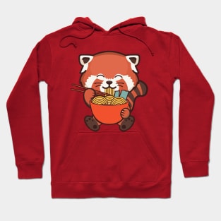 Red Panda Eating Ramen Cute Kawaii Sticker Hoodie